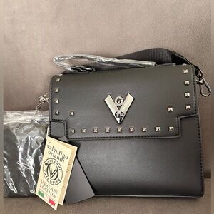 Valentino Orlandi Studded Crossbody Bag w/ Wallet – Black (Vegan Leather, NWT)
